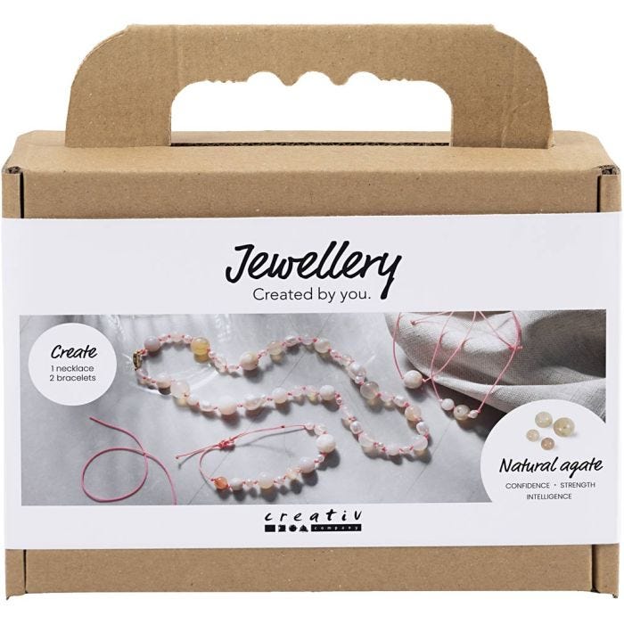 Kit Fai da te Mini Gioielli, Collana e bracciale, rosa, 1 conf.
