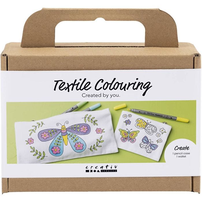 Kit Fai da te Mini Colorazione dei tessuti, Farfalle, colori pastello, 1 conf.