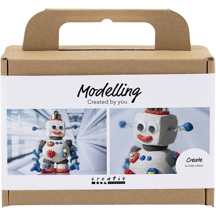 Kit Fai da te Mini Modellazione, Robot, blu, grigio, rosso, 1 conf.