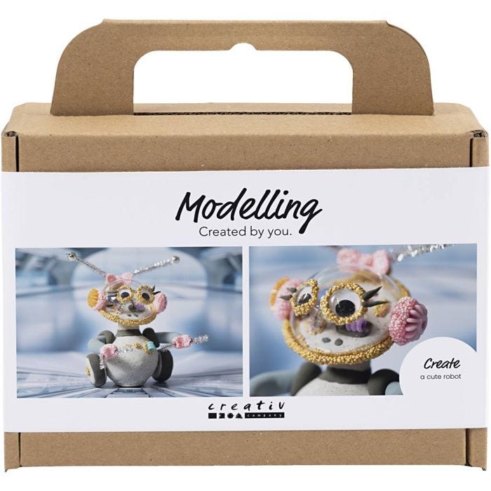 Kit Fai da te Mini Modellazione, Robot, grigio, rosa, 1 conf.