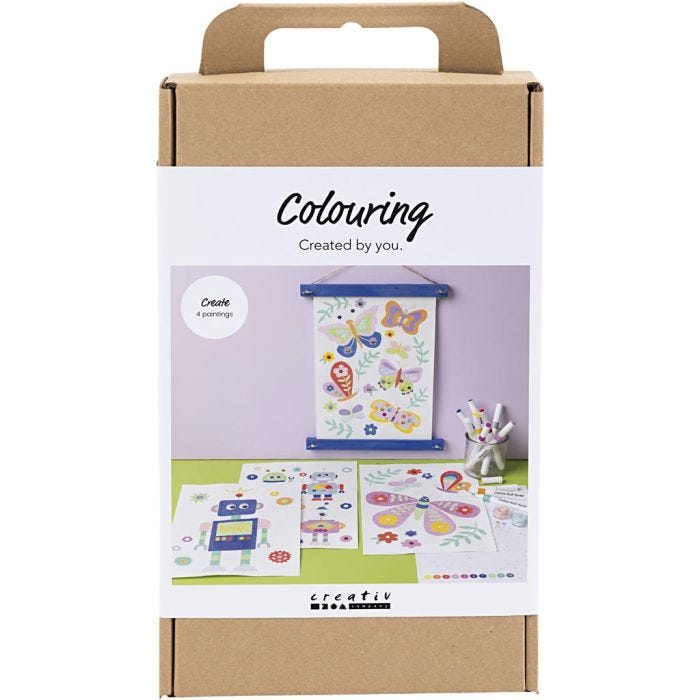 Kit Fai da te Colorazione, Farfalla e robot, colori vivaci, 1 conf.