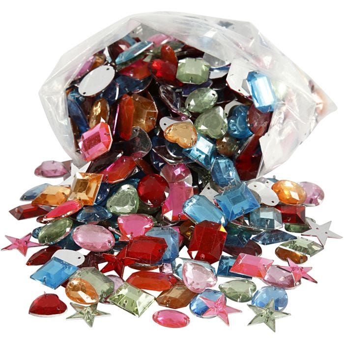 Strass, misura 10-17 mm, colori asst., 210 g/ 1 conf.