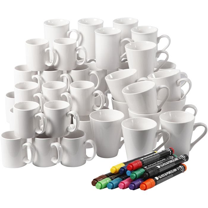 Tazze Porcellana, 7-10 cm, bianco, 1 set