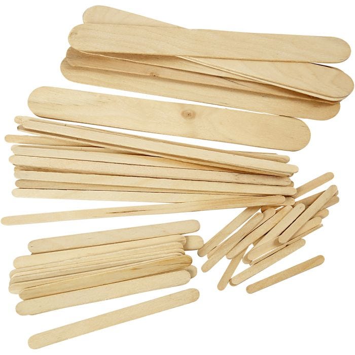 Bastoncini da ghiacciolo, L: 5,5+11,5+19+20 cm, L: 6+10+25 mm, natural, 4250 pz/ 1 conf.