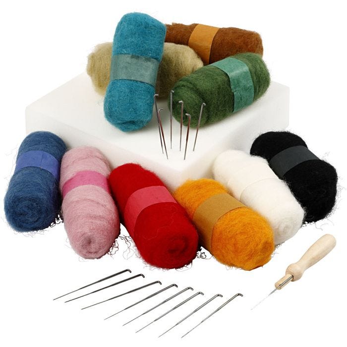 Needle felting - kit principianti, colori asst., 1 set