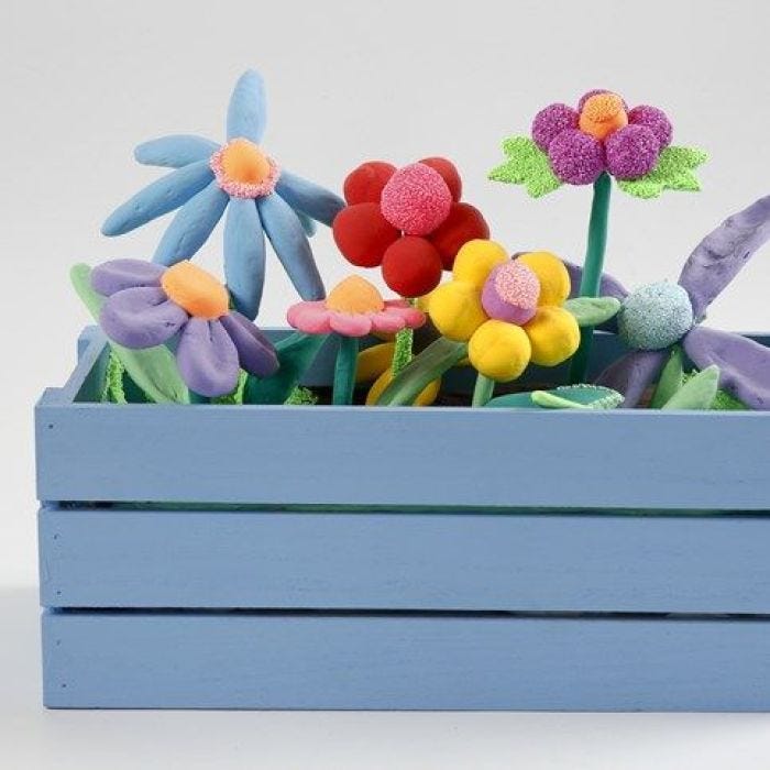 A Window Box with Flowers made from Silk Clay and Foam Clay