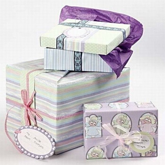 Boxes beautifully wrapped in (Bremen) Design Paper