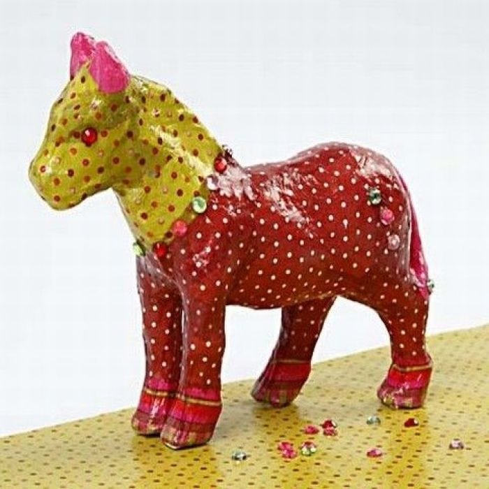 A Papier-Mâché Horse with Decoupage