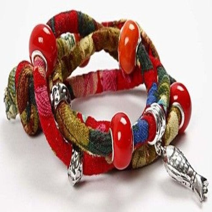 A Double Cotton Bracelet with Beads
