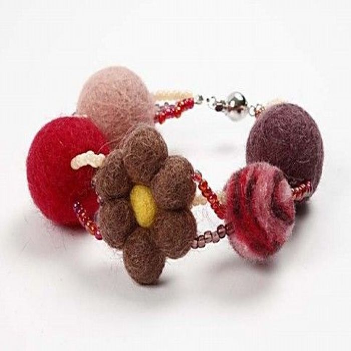 A Bracelet with Wool Beads