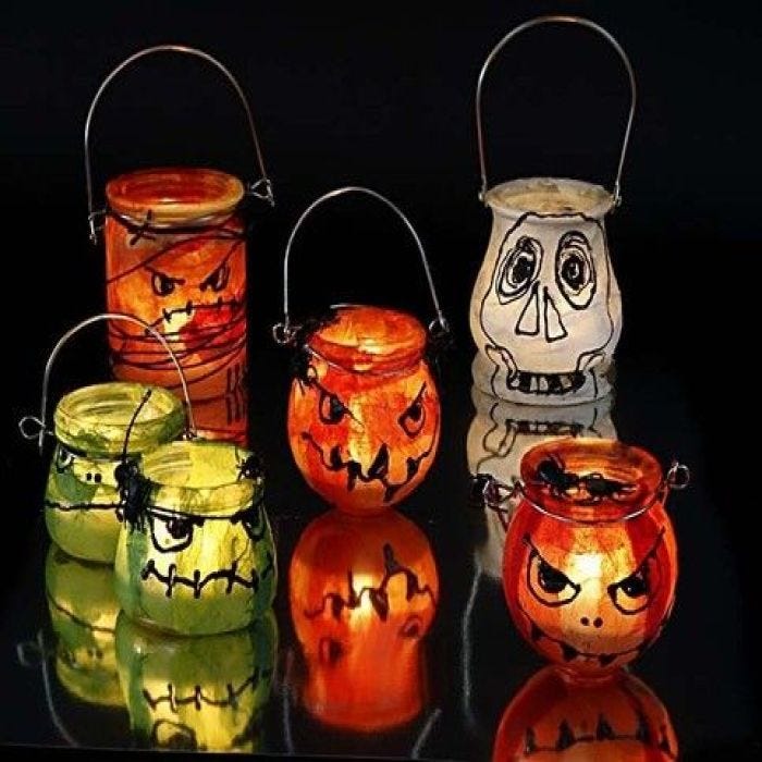 Ghastly Lanterns with window paint