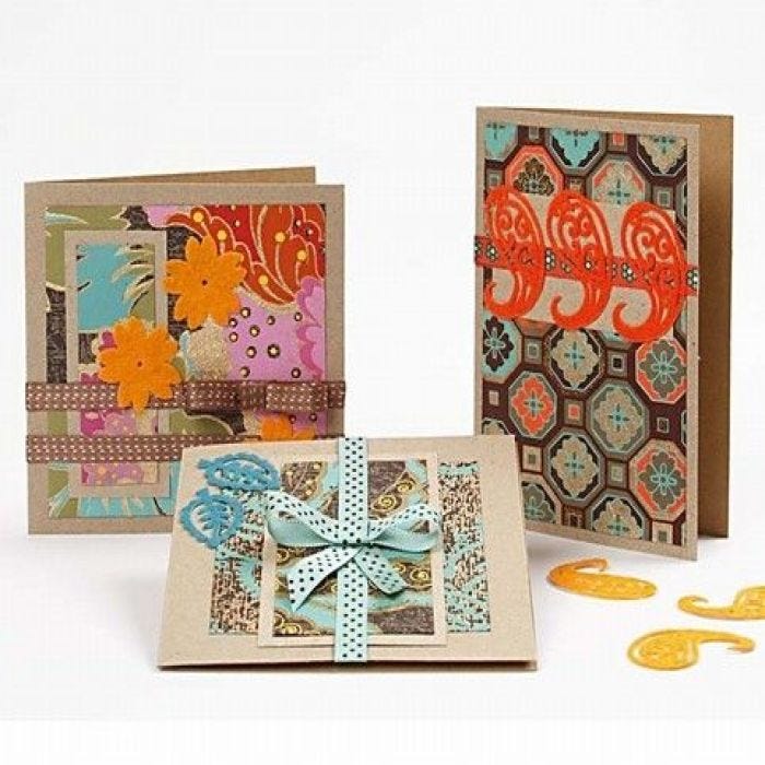 Greeting Cards with hand-made Paper and Felt Stickers