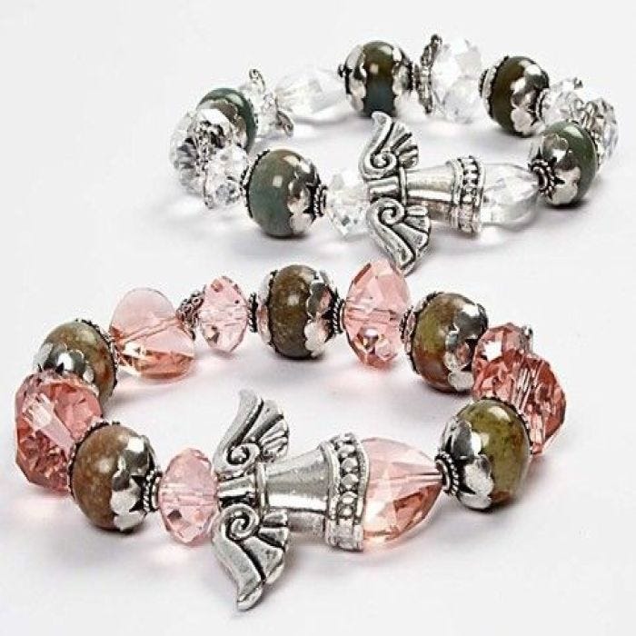A Bracelet with an Angel and Faceted Beads