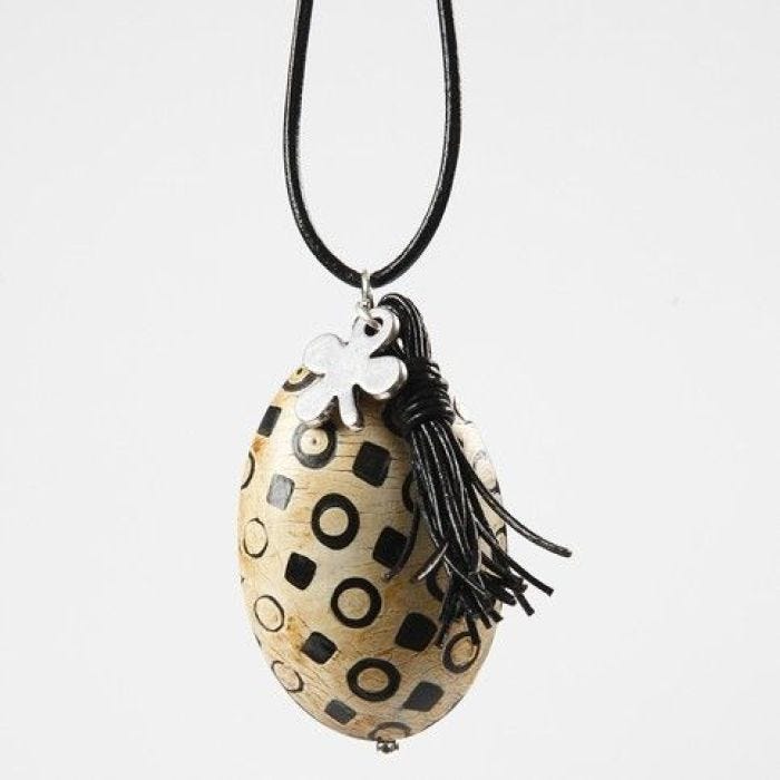 A Leather Cord with a Buffalo Bead