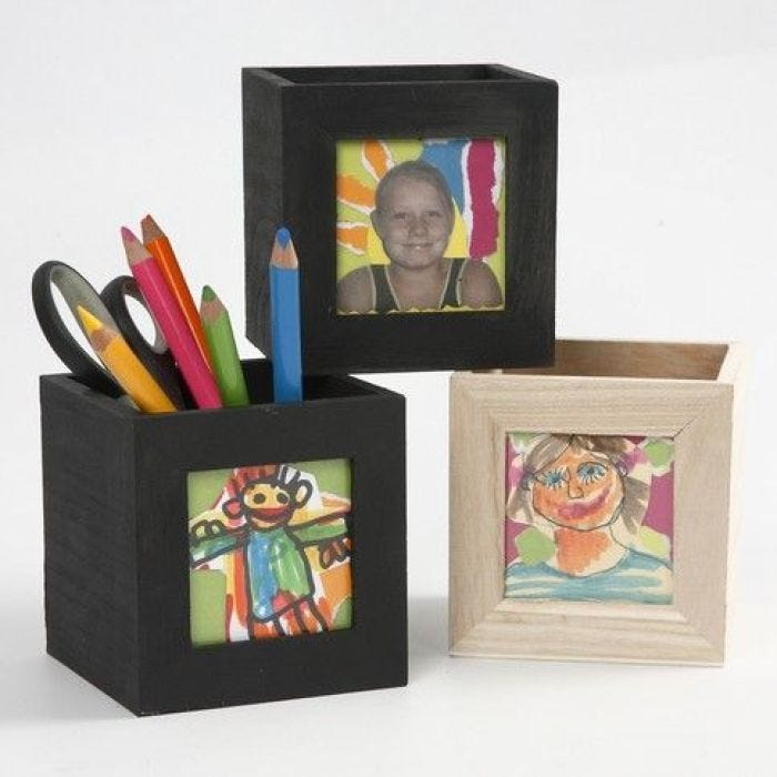 A Small Wooden Storage Box, decorated with Collage