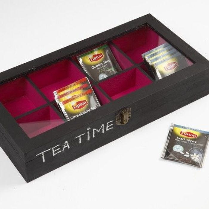 A wooden Tea Caddy Box with a Glass Lid