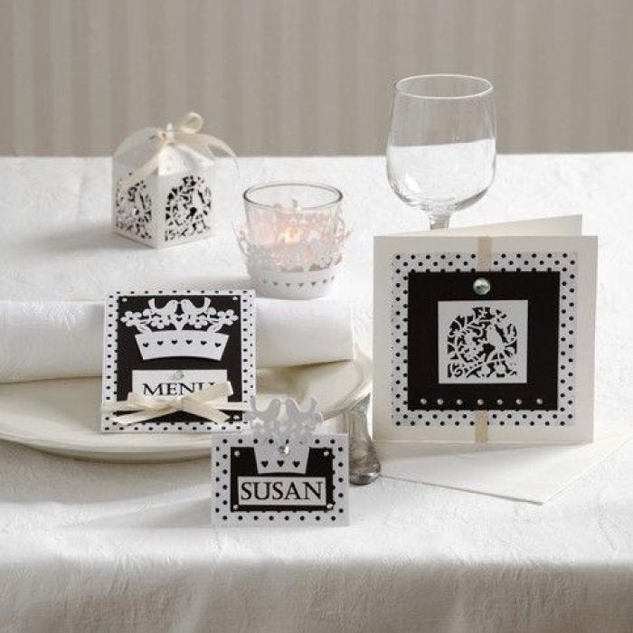 A Party Invitation and Cards with Filigree Decoration
