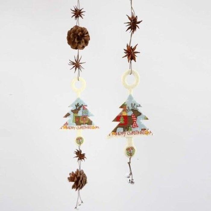 Hanging Decorations with Felt Shapes, natural Materials & Bells