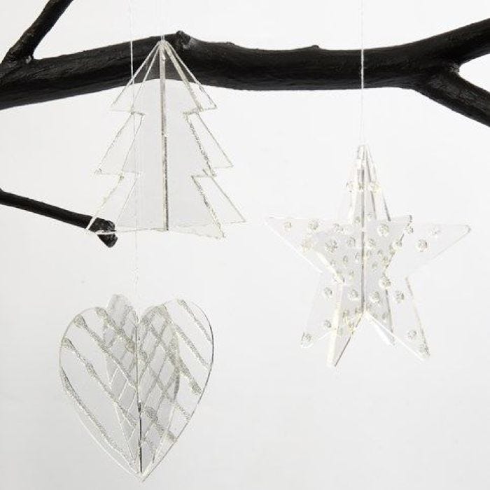 Acrylic Hanging Decorations decorated with Silver 3D Liner