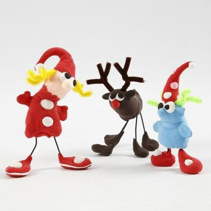 Christmas Figures made from Silk Clay, Stub Wires & Pipe Cleaners