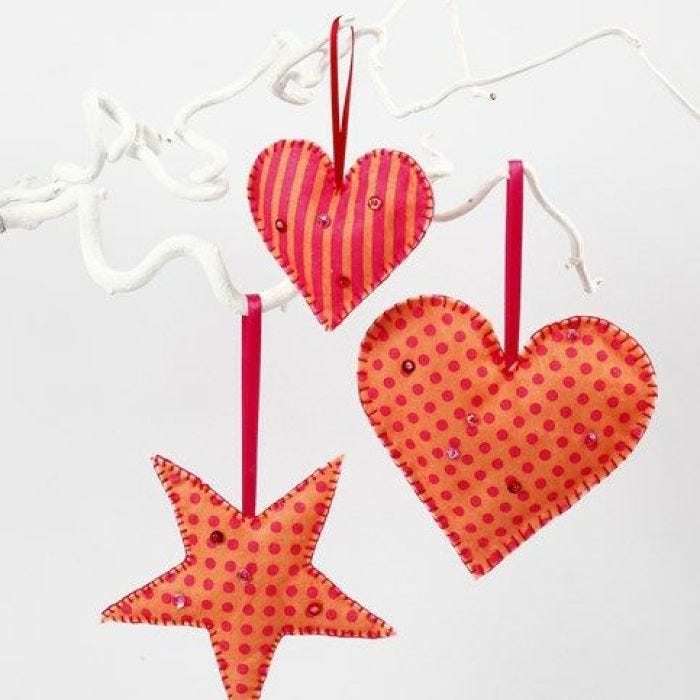 Hanging Decorations made from Felt with a printed Pattern