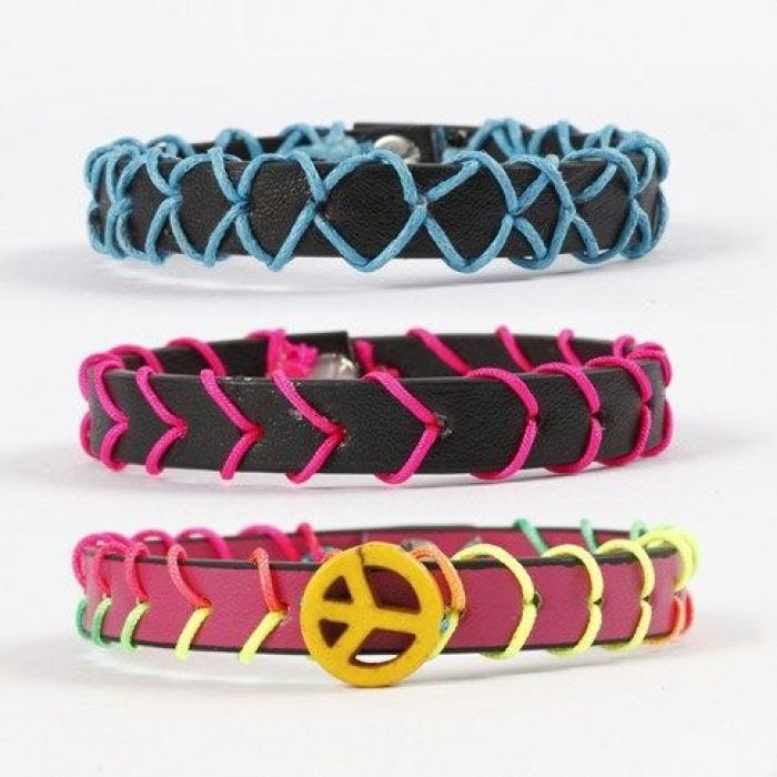 Leather Strap Bracelets decorated with Stitching