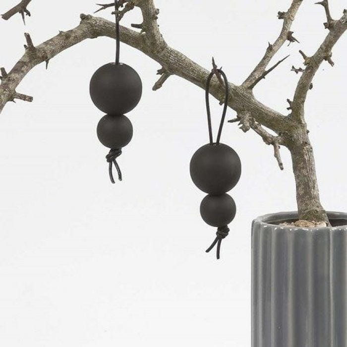 Black Blackboard Paint on wooden Beads on a Leather Cord