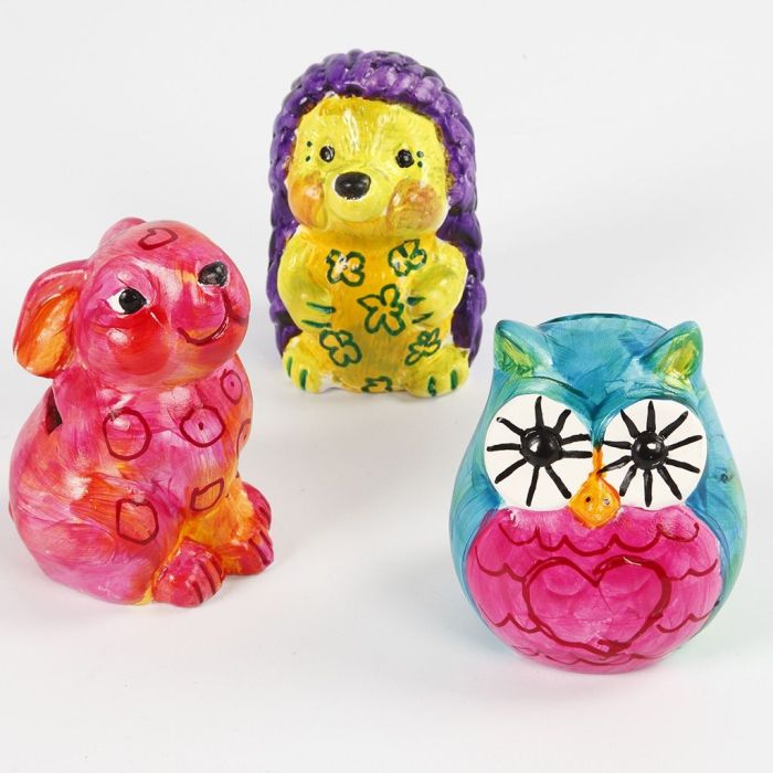 Salvadanaio in terracotta colorato con pittura per vetro A-Color Glass Paint