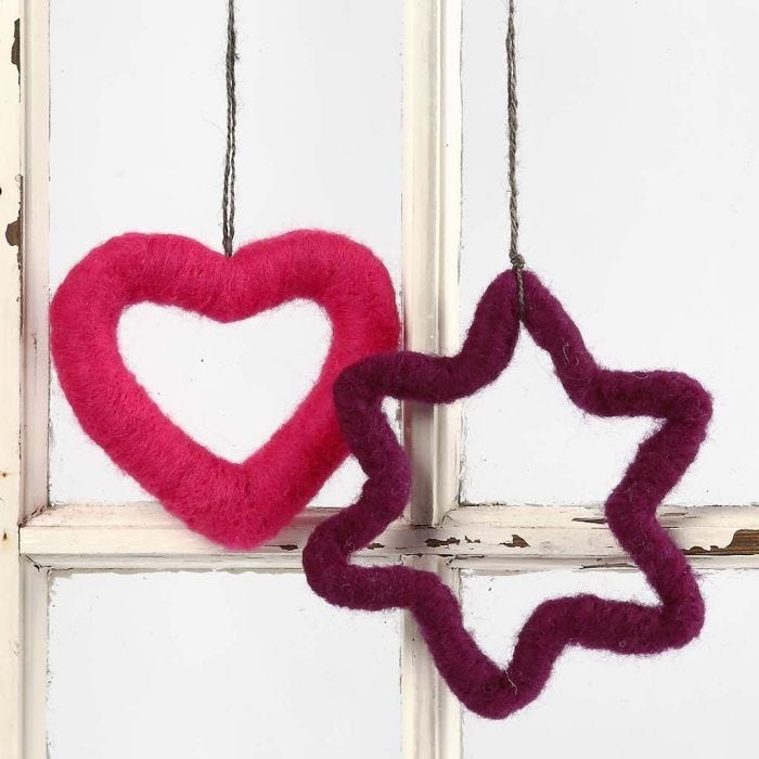 A Heart and a Star decorated with Needle Felting