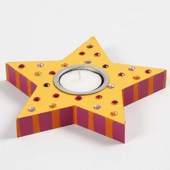 Porta tealight pitturato e decorato con strass