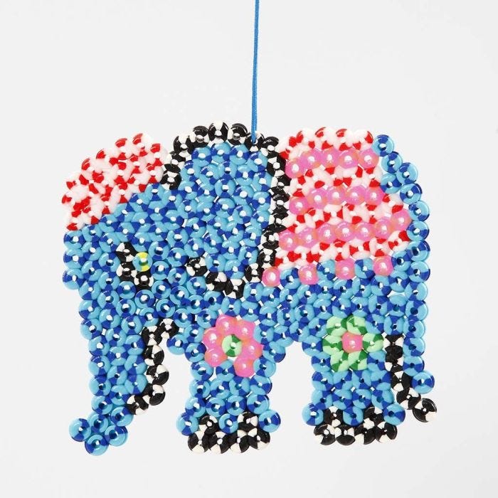 An Elephant from stripy Nabbi Beads on a Pegboard