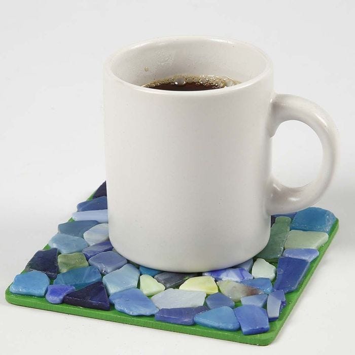 A painted Coaster with Glass Mosaic