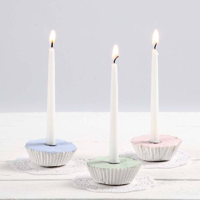 Muffin-shaped Candlesticks from Plaster Compound