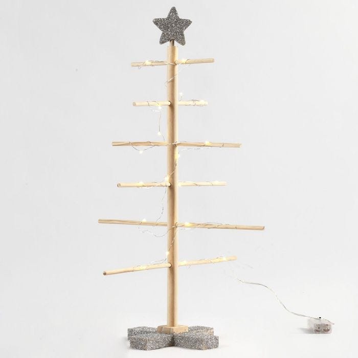 Albero di Natale autoassemblante con glitter argentati