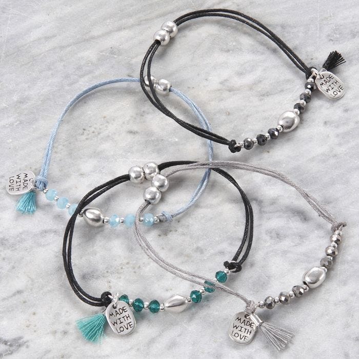 Braccialetti con perle in metallo sfaccettate