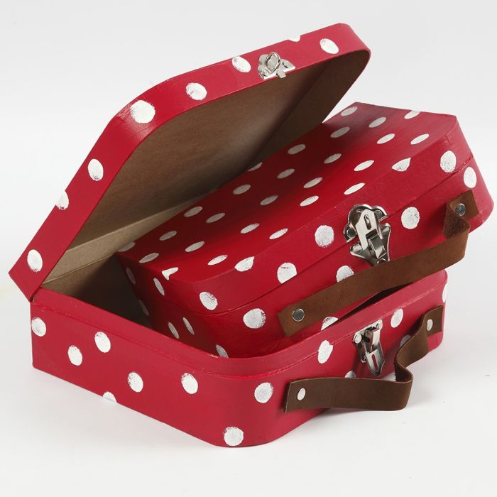 Valigie in cartapesta decorate con vernice colorata