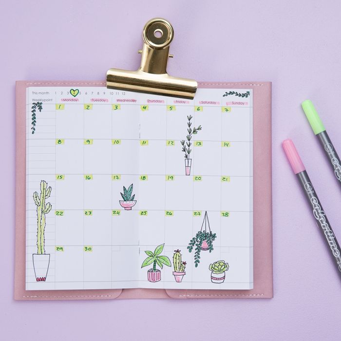 Agenda settimanale decorata per Bullet Journal