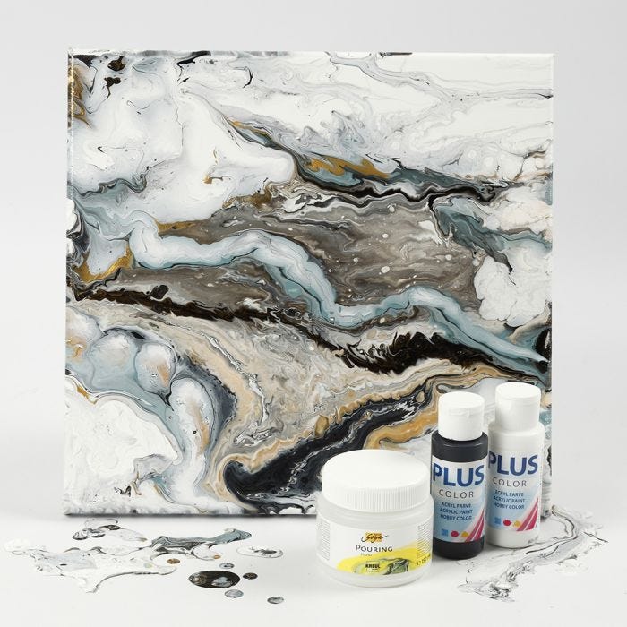 Fluid Art su tela con vernice Craft Paint e Pouring-Fluid