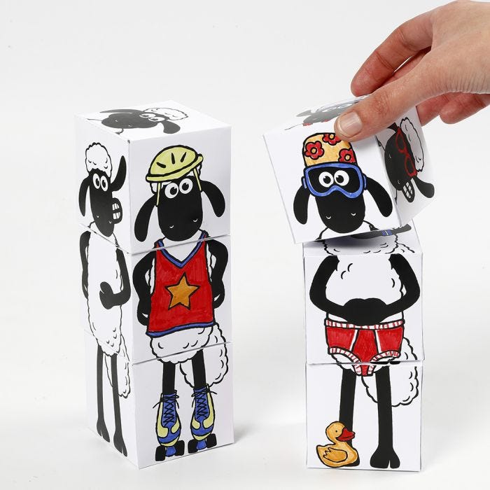 Shaun the Sheep blocchi impilabili decorati con pennarelli