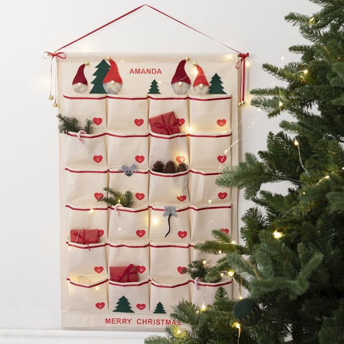 Traditional Advent calendar from a canvas hanging organiser