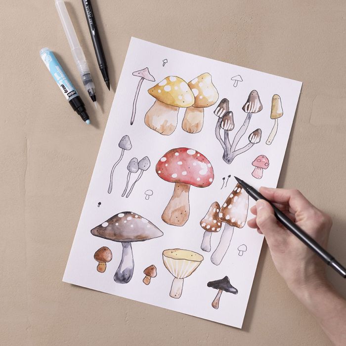 Illustrazione con pennarello per acquerello e gomma da disegno