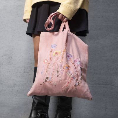 Borsa della spesa con ricamo floreale