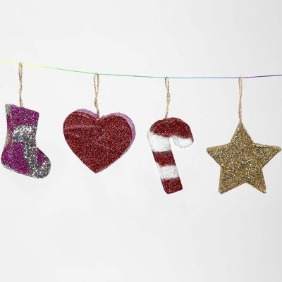 Decorazioni natalizie in cartapesta con glitter