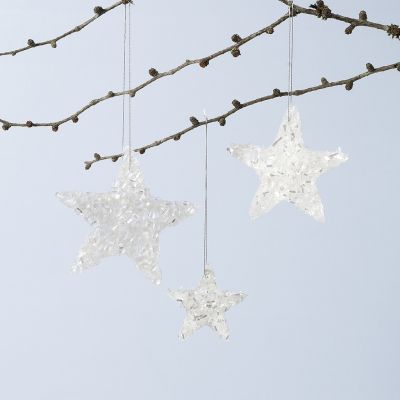 Shiny star hanging decorations made from Sticky Base and glitter