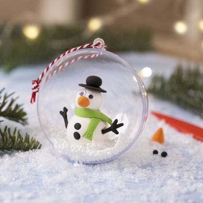 Palline di Natale con pupazzo di neve in Silk Clay®