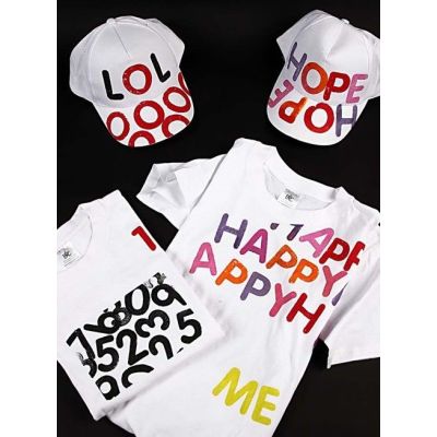 Caps and t-shirts with letter prints
