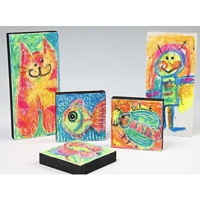 Icone in legno con pastelli ad olio