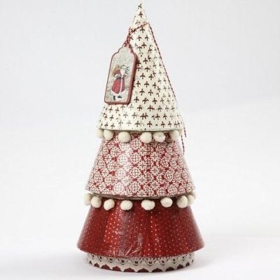 Albero di Natale in cartapesta con découpage