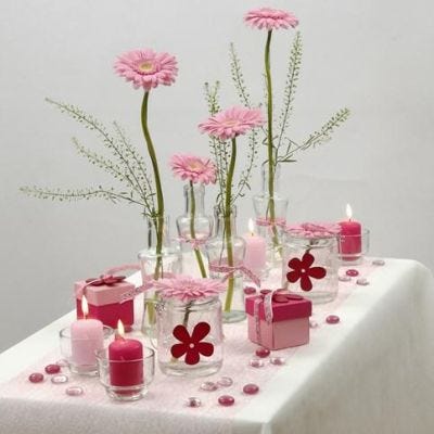 Decorazioni per la tavola bianche e rosate Happy Moments