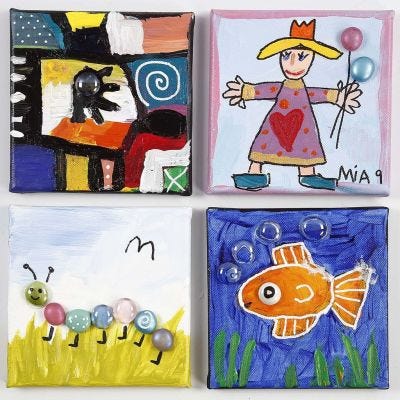 Dipinti decorati con vetro decorativo incollato su tela